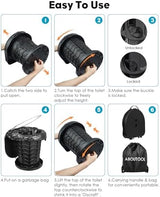 Portable Toilet for Adults, Adjustable Height Camping Toilet Portable, Outdoor Emergency Toilet for Car, Travel, Camping, and Hiking, Comfortable Portable Potty for Adults with 20 Toilet Bags