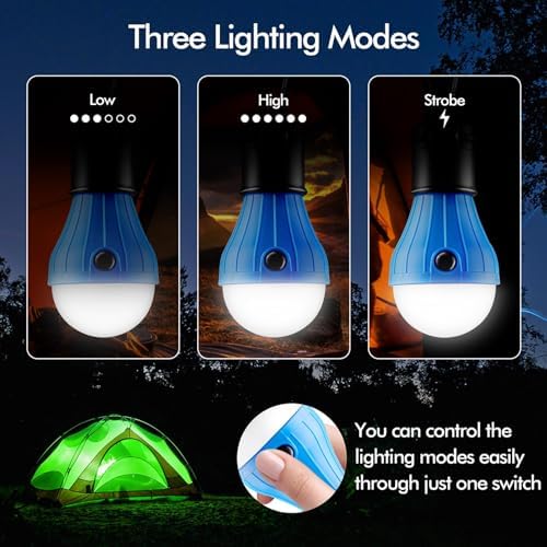 Tent Lamp 5 Packs Portable Tent Light Clip Hook Hurricane Emergency Lights LED Camping Light Bulb Camping Tent Lantern Equipment for Camping Hiking Backpacking Fishing Outage