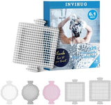 INVIHUG,25 Pack,Disposable Shower Drain Hair Catcher Mesh Stickers,Disposable Hair Drain Catcher（6.1inch Square）
