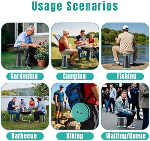 Collapsible Stool Thickened, Portable Foldable Chair, Retractable Stool for Fishing, Portable stools for Adults Hiking Tours, BBQ, Parties, Camping Stools Outdoor Activities