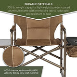 TIMBER RIDGE Folding Camping Chair with Cooler Bag, Director Chair Foldable with Side Table for Adults, Camp Chairs for Outdoor, Lawn, Sports, Fishing, Heavy Duty Supports 300lbs, Earth Brown