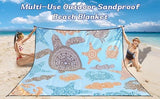 Beach Blanket Waterproof Sandproof Beach Mat 79" X 83" /10'x9'for 2-8 Adults Quick Drying Outdoor Picnic Mat Beach Accessories for Travel, Camping, Hiking