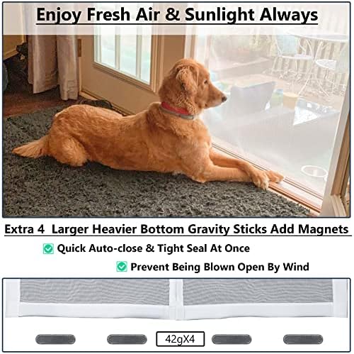 Upgraded Screen Door Thicker 250g/m² Fiberglass Mesh,36 Longer Magnets,Mesh Magnetic Closure for Single Door,Retractable Magnetic Door Screen,Fit Doors to 34 x 82 Inch White