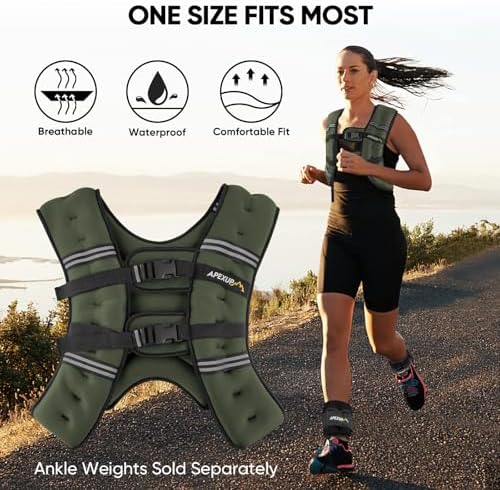 APEXUP Weighted Vest with 5lbs/10lbs/15lbs/20lbs/25lbs/30lbs Weights and Reflective Stripe, Weight Vest Men Women for Workout, Strength Training, Running