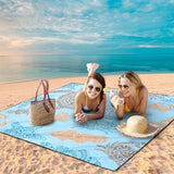 Beach Blanket Waterproof Sandproof Beach Mat 79" X 83" /10'x9'for 2-8 Adults Quick Drying Outdoor Picnic Mat Beach Accessories for Travel, Camping, Hiking