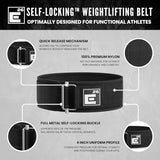 Self-Locking Weight Lifting Belt - Premium Weightlifting Belt for Serious Functional Fitness, Weight Lifting, and Olympic Lifting Athletes - Lifting Support for Men and Women - Deadlift Training Belt