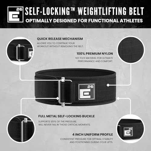 Self-Locking Weight Lifting Belt - Premium Weightlifting Belt for Serious Functional Fitness, Weight Lifting, and Olympic Lifting Athletes - Lifting Support for Men and Women - Deadlift Training Belt