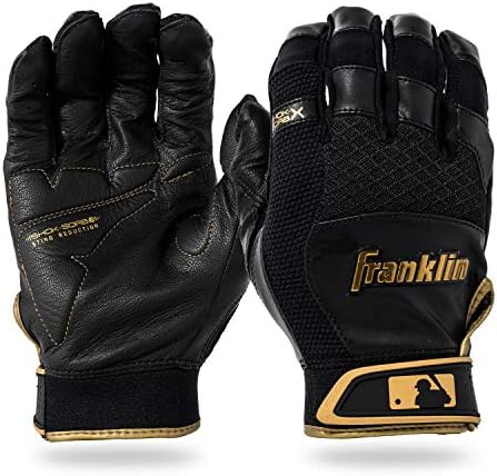 Franklin Sports MLB Baseball Batting Gloves - Shok-Sorb X Batting Gloves for Baseball + Softball - Adult + Youth Padded Non-Sting Batting Glove Pairs - Multiple Colors + Sizes
