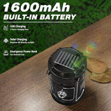 DIBMS 2-Pack Solar Camping Lantern, Collapsible LED Solar USB Rechargeable Lantern Flashlight Emergency Hanging Lights for Camping Hurricanes Power Outages Indoor Outdoor