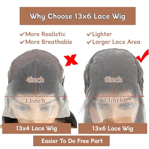 Gufens 30 Inch Deep Wave Lace Front Wigs Human Hair 200 Density 13x6 HD Lace Frontal Wigs Human Hair Pre Plucked Curly Wig for Women