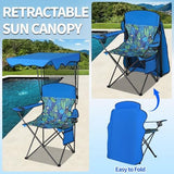Camping Chair with Canopy, Chair with Cup Holders, Portable Camping Chairs with Carry Bag&Side Pocket, Beach Chair with Shade, Camp Chairs for Adult, Outdoor Folding Chair Support 330 LBS