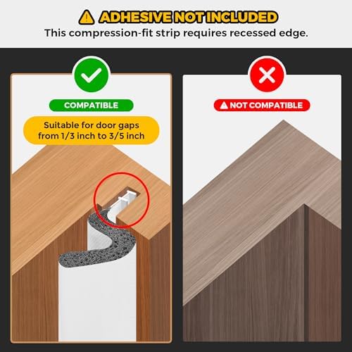 Weather Stripping Door Seal Strip - Soundproof Q-Shaped Foam for Exterior Door Frame, Large Gap Seal, Noise Cancelling, Easy to Install (White, 26FT)