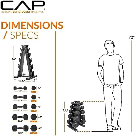 CAP Barbell Dumbbell Set with Rack | Multiple Options in 150lbs and 210lbs
