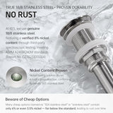 KES Bathroom Sink Drain Without Overflow Vessel Sink Lavatory Vanity Pop Up Drain Stopper Brushed Nickel Finish for 1.6"-1.9" Sink Hole, S2008D-BN