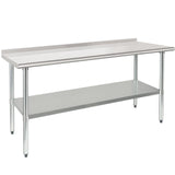 HARDURA Stainless Steel Table Prep & Work Table 24 x 72 Inches NSF Heavy Duty Commercial with Undershelf and Backsplash for Restaurant Kitchen Home and Hotel