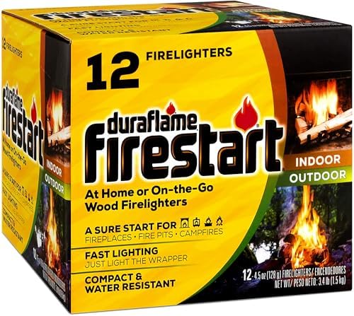 Fire Starter for Indoor and Outdoor Use - Quick Ignition Firelogs for BBQ, Fireplace, Fire Pit and Campfires (12 Pack)