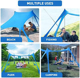 Beach Tent Canopy Pop Up Shade 10x10ft Sun Shelter Portable Family UPF50+ with 8 Sandbags-2 Sand Shovel-4 Aluminum Poles-Ground Pegs-Carrying Bag for Outdoor Camping Fishing Backyard Picnic