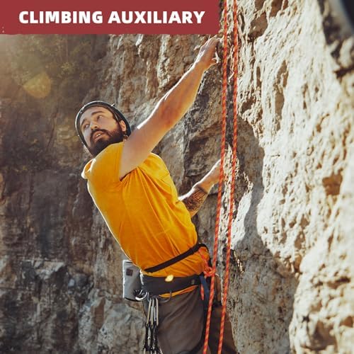 1/2 Inch Climbing Rope 150 Ft Red - 48 Strands Tree Climbing,1/2in Arborist Rope,Rappelling Rope,Static Nylon Polyester Braided Rope,Bull Rope for Tree Pulling,Nautical Rigging Rope Swing