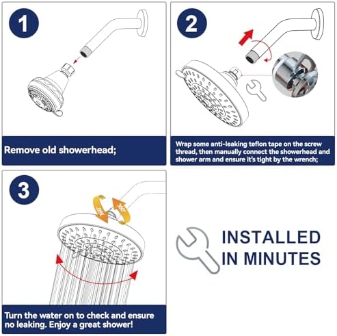 HOPOPRO 5-Mode High Pressure Shower Head - The Washington Post, NBC News, Today TV Show Recommended - High Flow Fixed Showerheads (6 Inch Chrome)