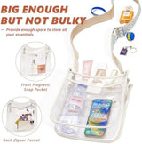 3 Pockets Large Clear Bag for Stadium Events with 2 Long Straps Purse for Women Crossbody Bag Concert Stadium Approved