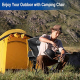 Collapsible Folding Camping Chairs Heavy Duty Lawn Foldable Chair with Cooler Bag, Storage Pocket, Waterproof Bag Outdoor Arm Sport Chair, Supports 325LBS, Black