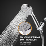 High Pressure Handheld Shower Head with Powerful Shower Spray against Low Pressure Water Supply Pipeline, Multi-functions, w/ 79'' Hose, Bracket, Chrome Finish
