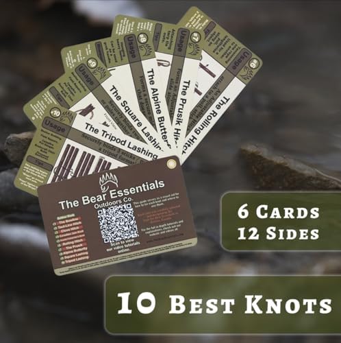 Knot Tying Kit | Camping & Outdoor Knots Edition - by The Bear Essentials Outdoors with Waterproof Knot Cards | for Survival, Camping, Backpacking, Hiking & Scouts