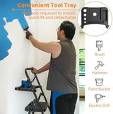 BONTEC 4-Step Ladder, 400lbs Max Load, Folding Step Stool with Tool Tray, Anti-Slip Pedals, Sturdy Steel, Lightweight Portable Ladder with Handrail for Home & Work Use, Black