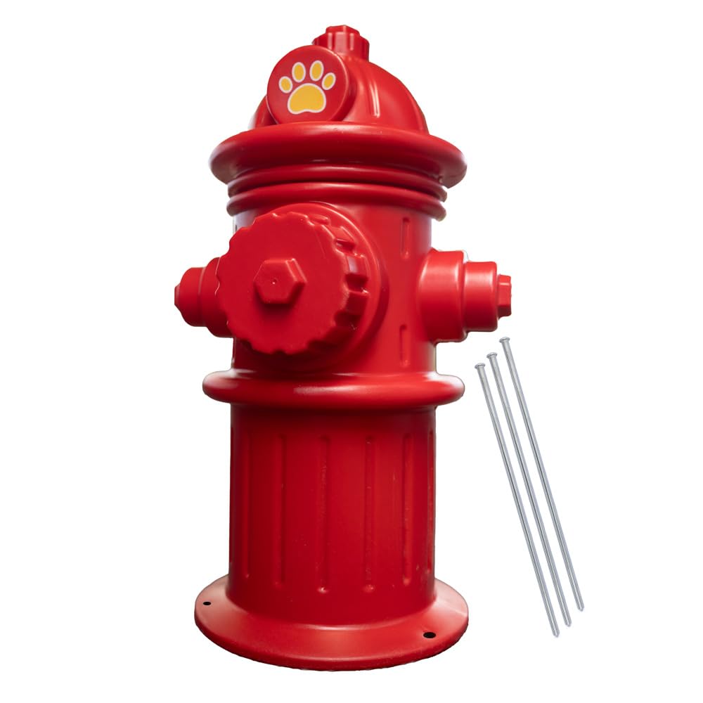 Beuta 24" Red Plastic Fake Fire Hydrant for Dogs to Pee On | Dog Fire Hydrant Pee Post | Dog Pee Post Outdoor with 3 Securing Spikes – Great for Lawn Training & Outdoor Display