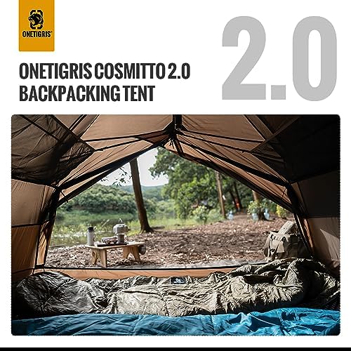 OneTigris COSMITTO 2 Person Backpacking Tent Shelter- Free Standing Lightweight Waterproof 3 Season Camping Tent for Outdoor Hiking Mountaineering
