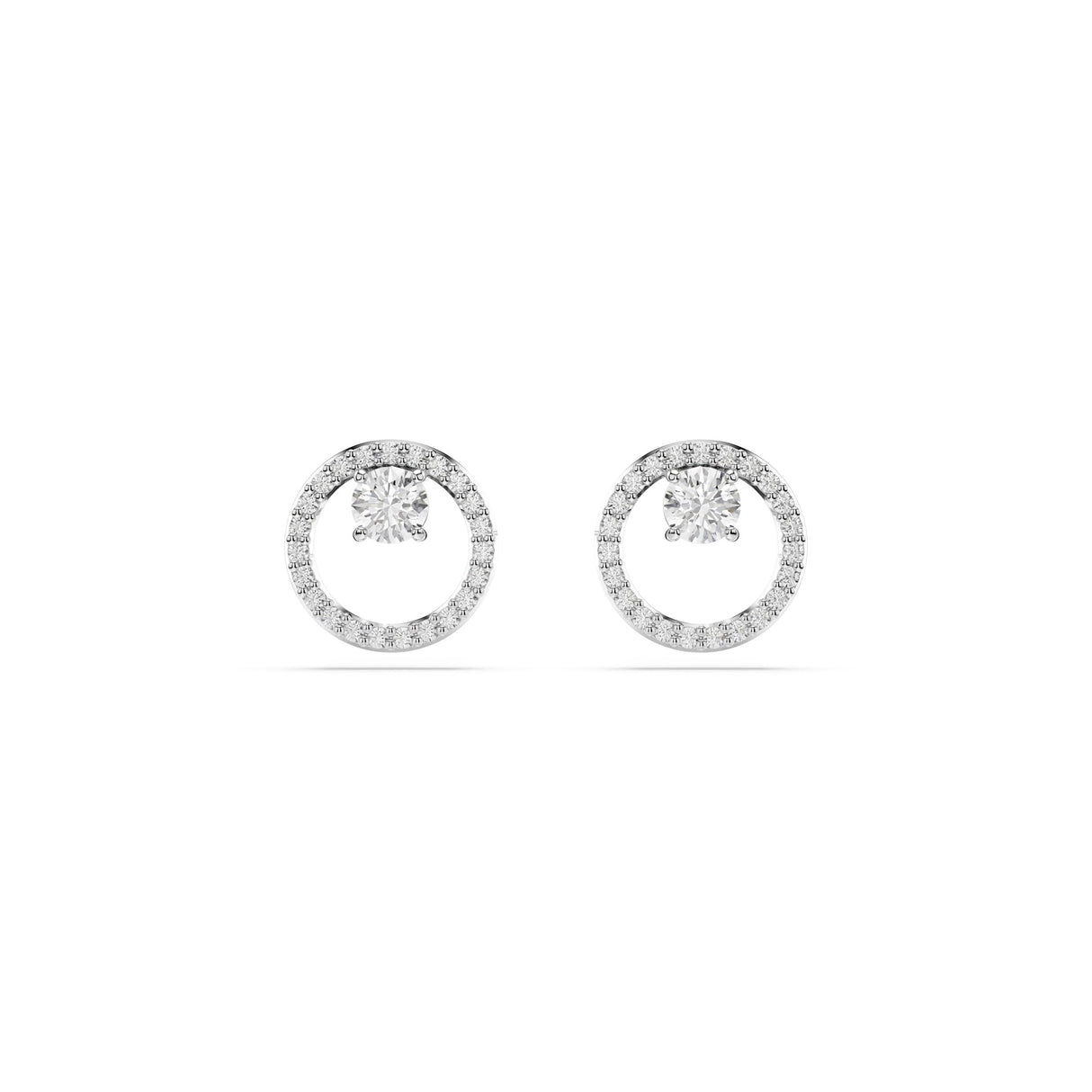 Swarovski Constella Stud Earrings, Round Cut, Clear, Rhodium Finished