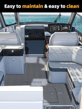 FOCEAN Boat Flooring EVA Foam Boat Decking Marine Mat Non-Slip Self-Adhesive Flooring Sheet for Motorboat Kayak Surfboard Garden Floor Swimming Pools, 94.5''x 15.7'', Grey with Black Lines