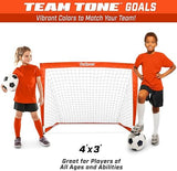 GoSports Portable Soccer Goals for Kids - 13 Color Options - Choose 4 x 3 ft or 6 x 4 ft - Team Tone Pop Up Nets for Backyard