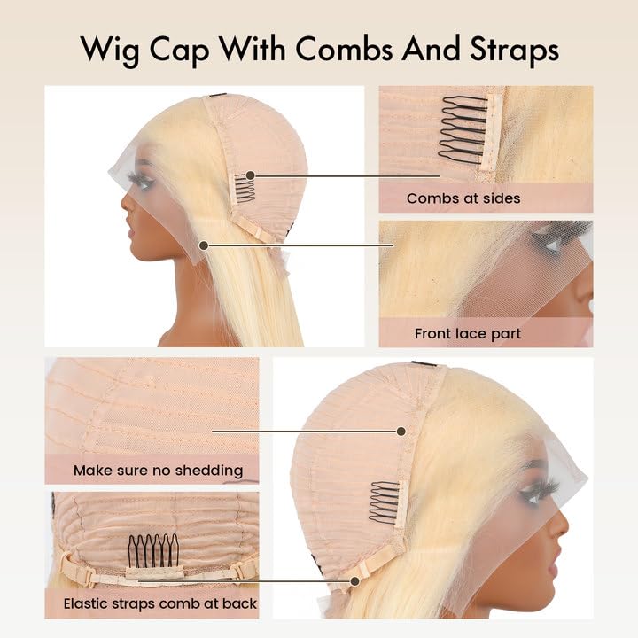 613 Lace Front Wig Human Hair 30 inch Blonde Wig Human Hair 13x4 Straight Lace Front Wig 200 Density Pre-Plucked with Baby Hair HD Lace Frontal Wig for Women Natural Hairline