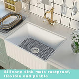 AWOKE Sink Protectors for Kitchen Sink | 18.2"x 12.5" Kitchen Sink Mats for Bottom of Kitchen Sink | Sink Inserts for Kitchen Sink of Stainless Steel Sink | Center Drain (Grey)