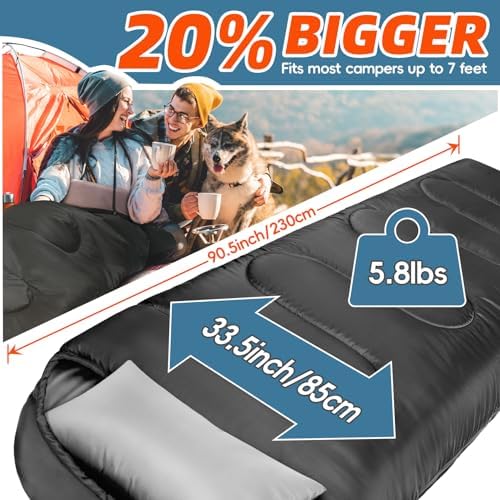 MEREZA 0 Degree Winter Sleeping Bag for Adults Kids with Pillow, Cold Weather Sleeping Bag for 4 Season Camping Hiking Backpacking Sleeping Bags for Big and Tall