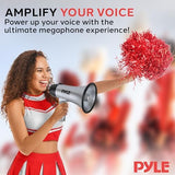 PYLE-PRO Portable Megaphone Speaker Siren Bullhorn - Compact and Battery Operated with 20 Watt Power, Microphone, 2 Modes, PA Sound and Foldable Handle for Cheerleading & Police Use-PMP23SL (Silver)
