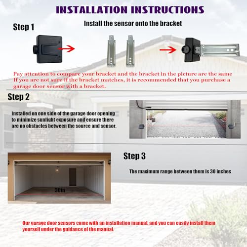 Garage Door Sensor GSTB-R STB-BL, Replacement for Genie/Overhead Garage Door Sensors, Garage Sensor for Genie Garage Door Openers Manufactured After 1993. (Receiving&Sending).