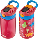 Contigo 14oz Kids Cleanable Water Bottle with Silicone Straw and Spill-Proof Lid, 2-Pack in Watermelon & Dinos, Dishwasher-Safe