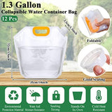 Tessco 12 Pack 1.3 Gallon Collapsible Water Storage Bag Water Container Bag Emergency Jug Foldable Plastic Storage Pouch Freezable Carrier Tank for Outdoor Sport Camping(Clear,Classic)