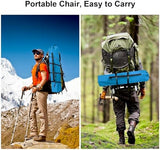2PCS Folding Camping Collapsible Chairs Heavy Duty Lawn Chair with Cooler Bag, Storage Pocket, Waterproof Bag Outdoor Arm Chair, Supports 225LBS, Blue