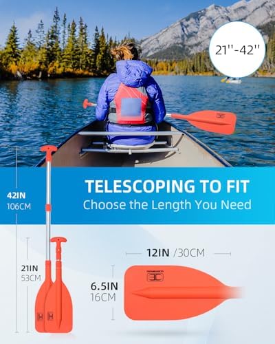 OCEANBROAD Telescoping Emergency Paddle 21''-42''/26''-54'' Aluminium Shaft for Kayaing Boating Canoeing River Tubing