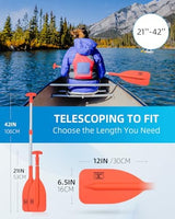 OCEANBROAD Telescoping Emergency Paddle 21''-42''/26''-54'' Aluminium Shaft for Kayaing Boating Canoeing River Tubing