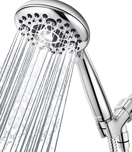 6 Spray Modes High Pressure Handheld Showerhead Set Upgraded 5 Inches Shower Head with Handheld Spray Premium Chrome Handheld Shower Head 60 Inches Stainless Steel Hose-1-Min Install