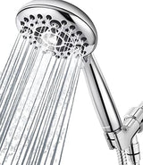 6 Spray Modes High Pressure Handheld Showerhead Set Upgraded 5 Inches Shower Head with Handheld Spray Premium Chrome Handheld Shower Head 60 Inches Stainless Steel Hose-1-Min Install