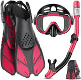 Snorkeling Gear for Adults Men Women,4 in 1 Snorkel Set with Panoramic View Diving Mask Anti-Fog Anti-Leak,Dry Top Snorkel,Fins and Travel Bag for Swimming,Snorkeling and Travel Diving