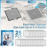 INVIHUG,25 Pack,Disposable Shower Drain Hair Catcher Mesh Stickers,Disposable Hair Drain Catcher（6.1inch Square）