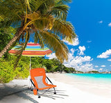 Low Beach Chair for Adults Beach Chair with Umbrella Folding Chair Detachable SPF 50+ Umbrella, Armrests, Cup Holder, Portable Sand Chair (2-Pack Orange)