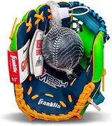 Franklin Sports Kids Baseball Glove + Ball Sets - Meshtek Youth Teeball Gloves for Kids + Toddlers - Left + Right Hand Throw Mitts + Glove Sets with Foam Balls - Boys + Girls Gloves - 9.5" Inch