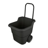 15 Gallon Rolling Garden Cart, Durable Resin Multi-Purpose Yard Cart, Retractable Handle and 7 Inch Wheels, Outdoor Utility Cart for Gardening, Lawn and Home Hauling (Black)